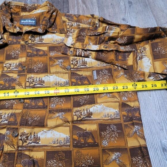 Woolrich Nutmeg Outdoor Woodcut Boxes Button Down Long Sleeve Shirt Size Large - Picture 7 of 7
